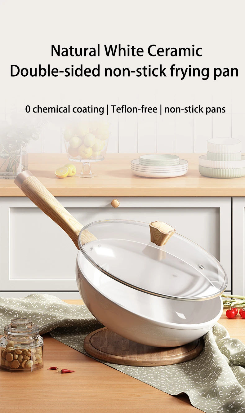30cm Ceramic Wok Frying Pan - Non-Stick Skillet for Induction & Gas Stove