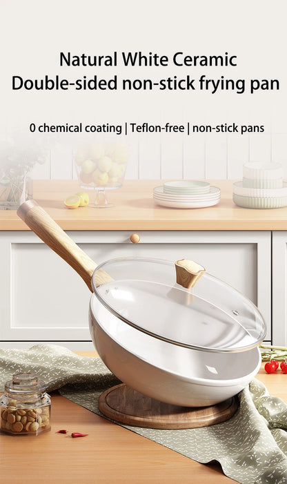 30cm Ceramic Wok Frying Pan - Non-Stick Skillet for Induction & Gas Stove