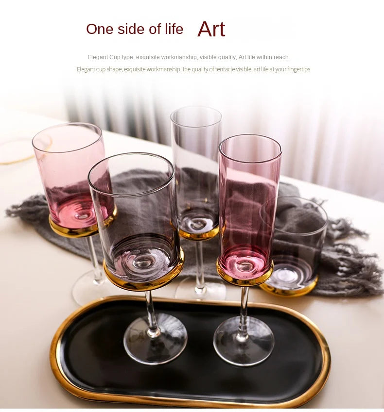 Nordic Gold Red Wine Glass Crystal Glass Champagne Glass Home Juice Glass Goblet Wine Glass Model Room Bar Barware