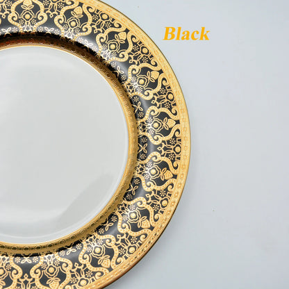 Luxury Gold Rim Ceramic Plates Sets China Porcelain Gold Dinner Set Royal Tableware Gold Tableware