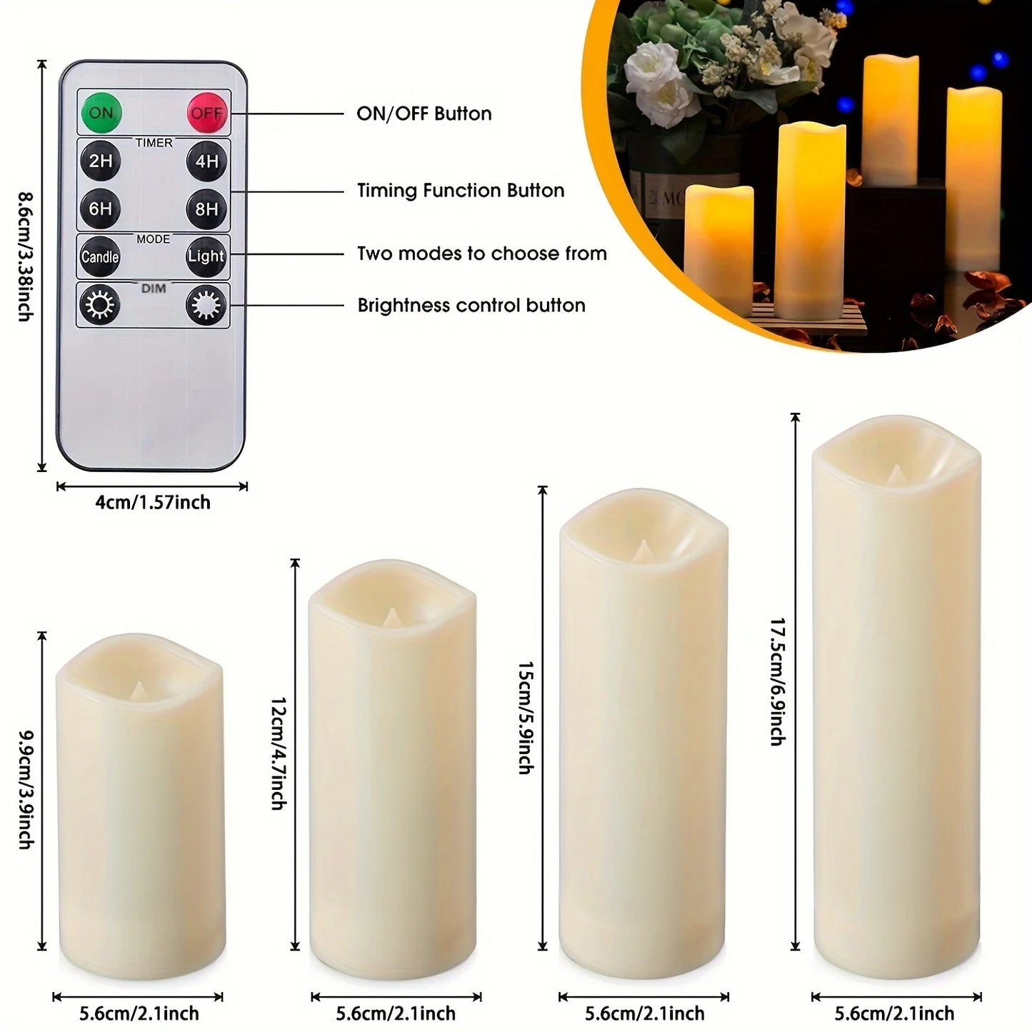 Flameless Candles with Remote - Waterproof LED Candles for Outdoor & Indoor