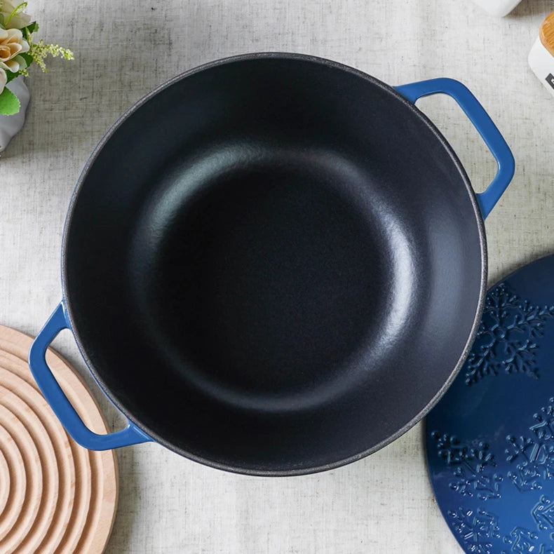 28cm Enameled Cast Iron Dutch Oven 6Qt Cast Iron Casserole Dish with Lid for Bread Baking And Stew Kitchen Cookware Braised Pot