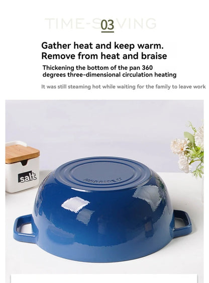 28cm Enameled Cast Iron Dutch Oven 6Qt Cast Iron Casserole Dish with Lid for Bread Baking And Stew Kitchen Cookware Braised Pot