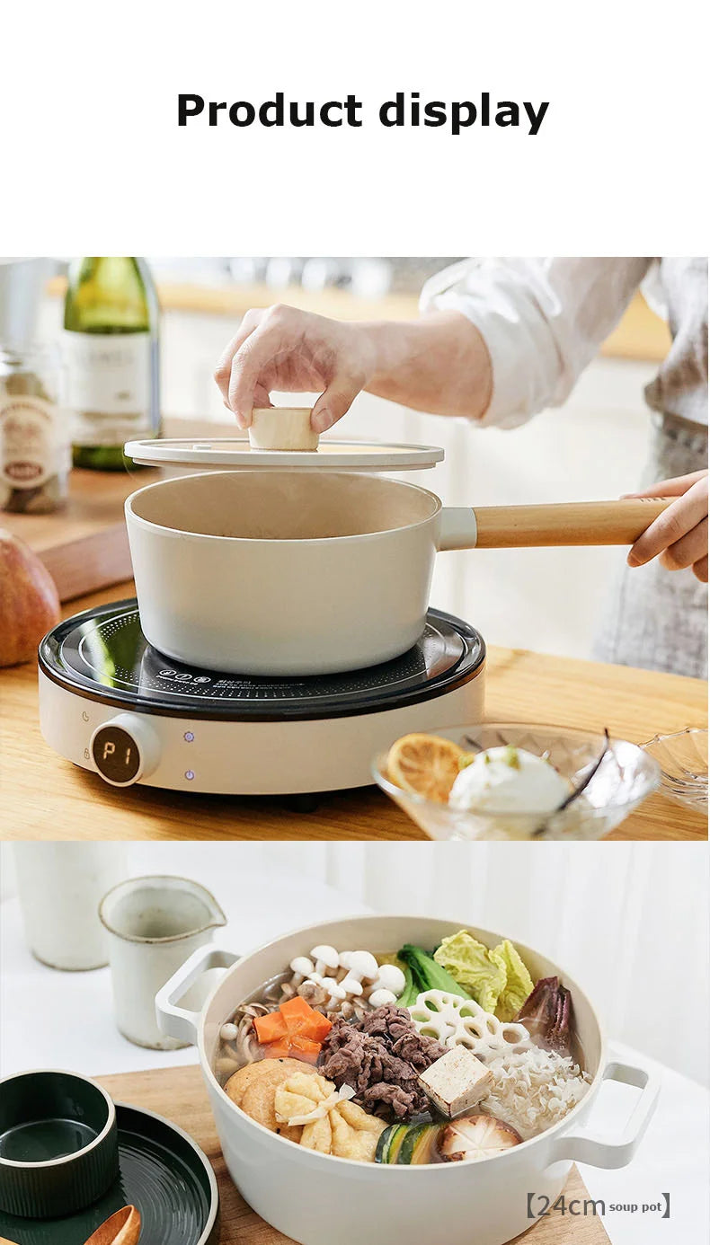 Korean Ceramic Non-Stick Wok - Milk Pot Frying Pan for Induction & Gas Stove