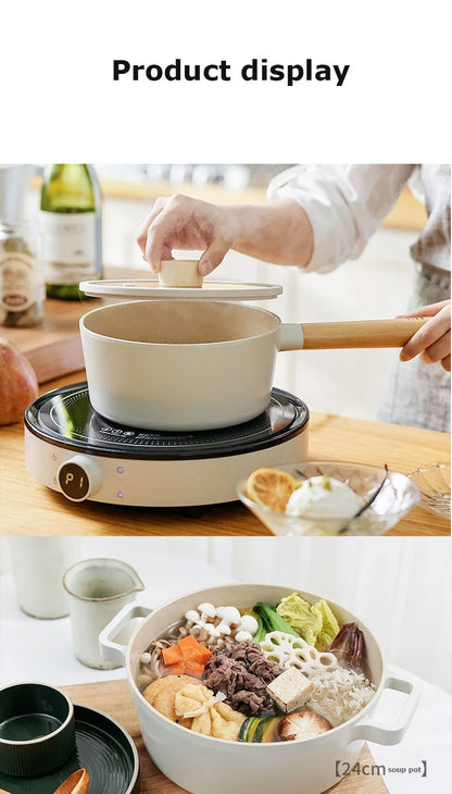 Korean Ceramic Non-Stick Wok - Milk Pot Frying Pan for Induction & Gas Stove