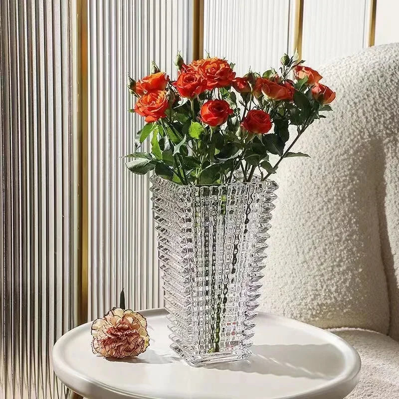 Light and Luxurious Crystal Glass Vases Transparent Decorative Decorations Flower Arrangement Water Culture and Flowers