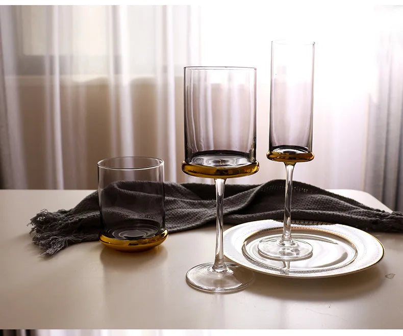 Nordic Gold Red Wine Glass Crystal Glass Champagne Glass Home Juice Glass Goblet Wine Glass Model Room Bar Barware