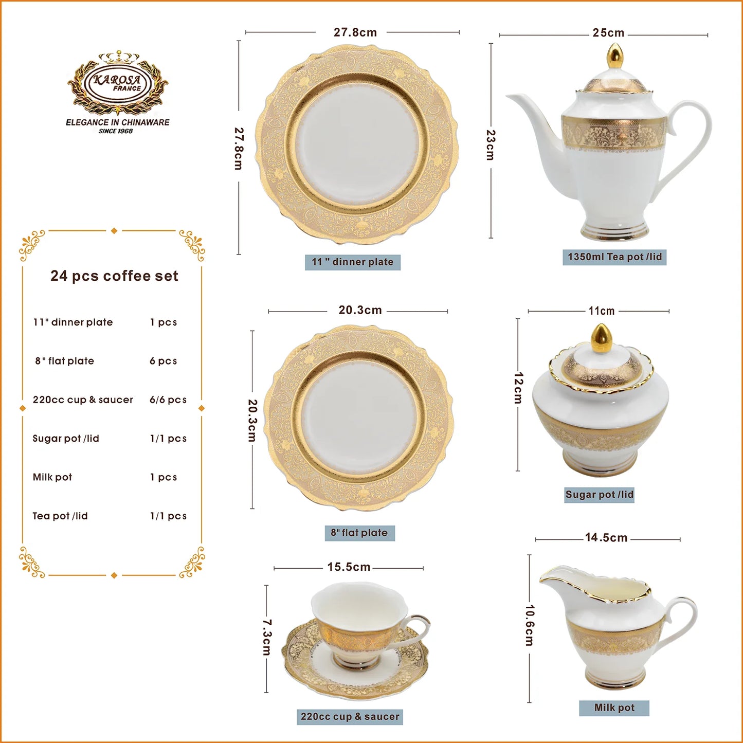 شكل عصري جديد لمجموعة عشاء من الخزف العظمي مزخرفة بالذهب من الطراز الألماني