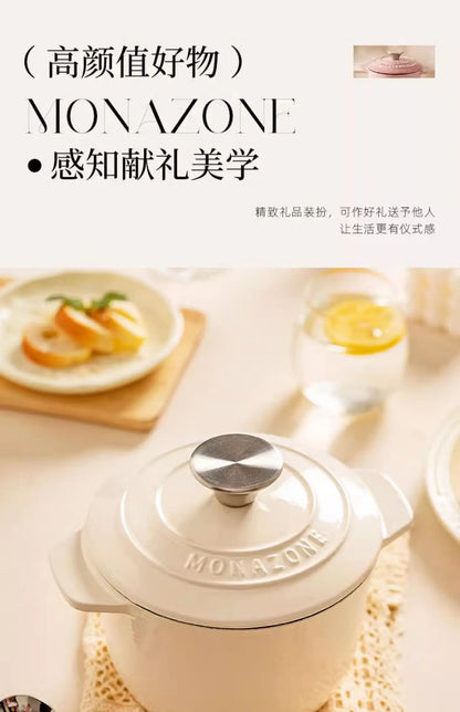 Enameled Mini Cast Iron Dutch Oven 1.7L for Cooking Bake Bread Cast Iron Pot Casserole Dish Heavy Milk Pot Pink Kitchen Stew Pot