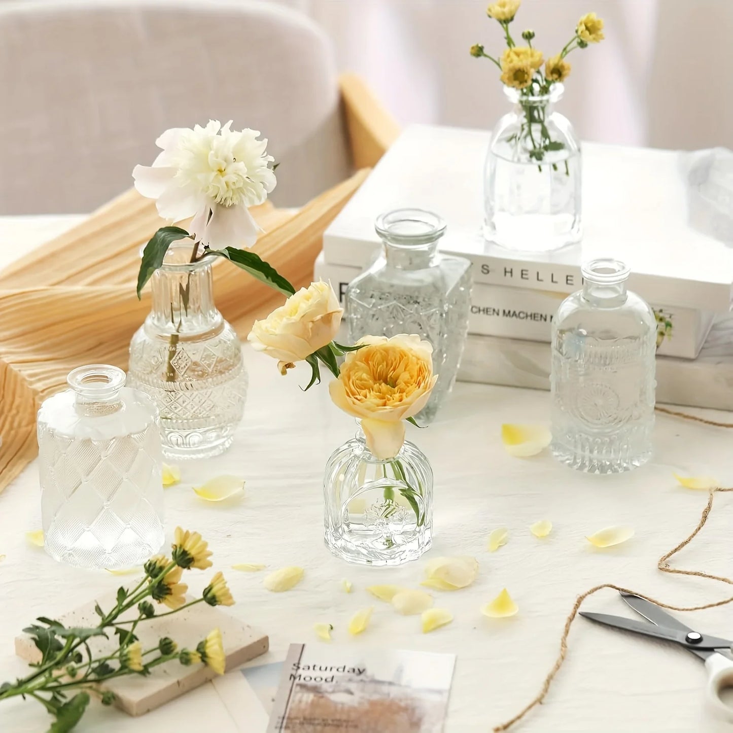 12 PCS Mini Glass Bud Vases - Small Decorative Flower Vases in Bulk for Weddings