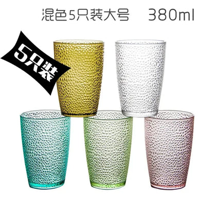 5PCS Acrylic Juice Glass Colorful Diamond Water Glass Hotel Restaurant Wine Drink Cup Home Party Supplies
