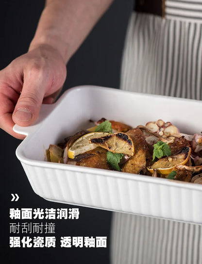 Porcelain Dishes Kitchen Accessories Bakeware Bread Pan Ceramic Baking Tray Cooking Utensils Tools Gadgets Oven