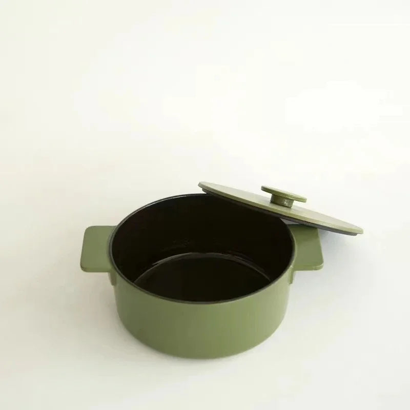 Nordic Cast Iron Enamel Pan 23-26cm - Uncoated Cookware for Soup, Stew & Seafood