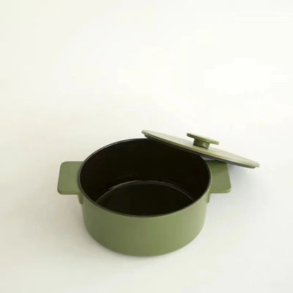 Nordic Cast Iron Enamel Pan 23-26cm - Uncoated Cookware for Soup, Stew & Seafood