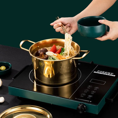 Gold Stainless Steel Stew Pots - Saucepan with Cover for Induction Cooker