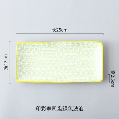 Crockery Party Dinner Dishes Tableware Set Japanese Sushi Plate Creative Underglaze Rectangular Dish Household Cold Plates 1 PC