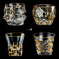 Whiskey Glass Tumblers Set Gold Line Wine Whisky Glasses Golden Painted Crystal Barware Multi-function Beer Cocktail Gift Box