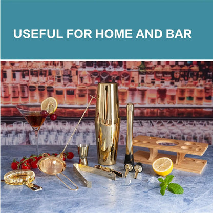 11-Pcs Cocktail Shaker Set Gold,Bartending Kit Stainless Steel Shakers 25oz Bar Kits for Bartender Mixing Set Barware Tool Sets
