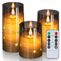 Flickering Flameless Candles 3D Wick Built-in Star String Light Acrylic Battery Operated LED Pillar Candles with Remote and Time