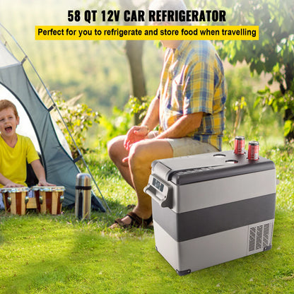 VEVOR 55L Car Refrigerator Mini Fridge Freezer Portable Compressor Cooler 12/24V DC 110-240V Ice Box for Camping