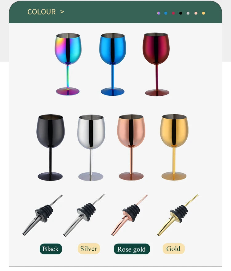 2PCS 350ml Wine Glass Stainless Steel Gold Goblet Champagne Cups Metal Juice Drinking Glass Luxury Barware Kitchen Tools