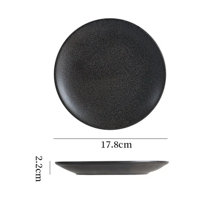 Japanese-style Ceramic Household Shallow Plate Flat Plate Western Food Plate Senior Hotel Tableware Steak Tray Retro Dish Tray