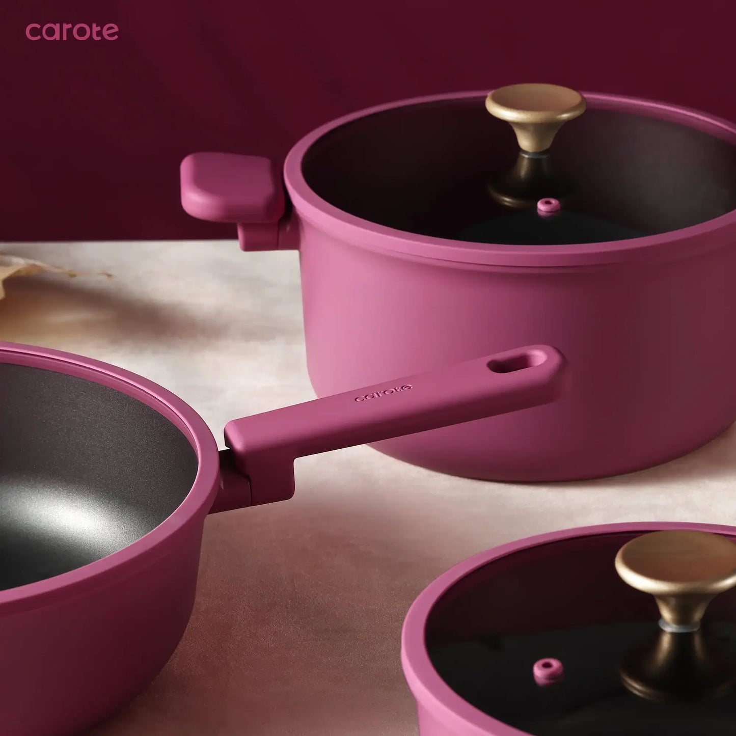 16-Piece Rose Pink Cookware Set - Non-Stick Pots and Pans for Induction