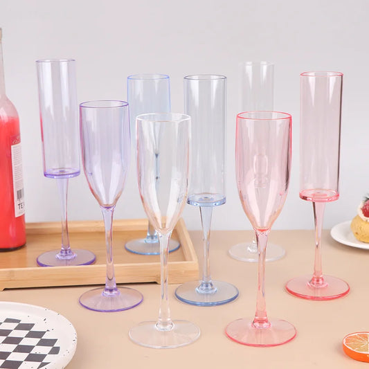 5Pcs Acrylic Champagne Goblet Glasses Cup Transparent Cocktail Glass Cups Creative Anti-fall Goblet For Bar Pubs Clubs Drinkware