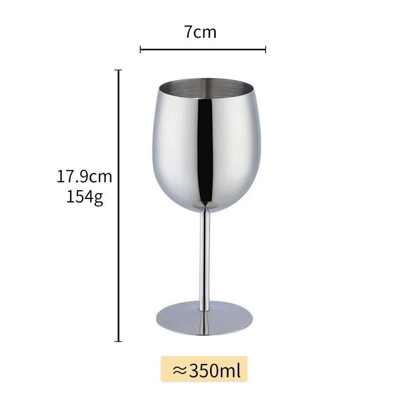 2PCS 350ml Wine Glass Stainless Steel Gold Goblet Champagne Cups Metal Juice Drinking Glass Luxury Barware Kitchen Tools