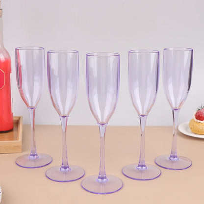 5Pcs 5oz/5.5oz Acrylic Champagne Goblet Glasses Cup Transparent Cocktail Glass Cups Anti-fall Goblet For Bar Pub Club Drinkware