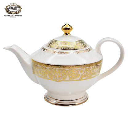 Bone China Platinum Dinner Set - Gold Rim Porcelain Soup Plates & Bowls