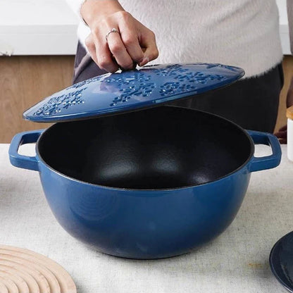 28cm Enameled Cast Iron Dutch Oven 6Qt Cast Iron Casserole Dish with Lid for Bread Baking And Stew Kitchen Cookware Braised Pot