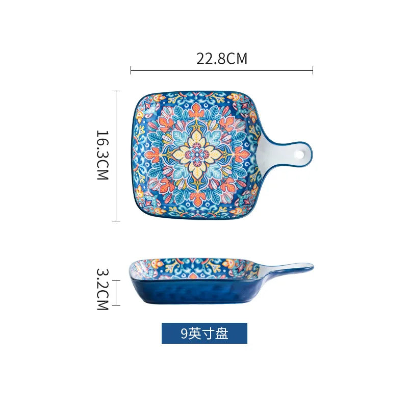Baroque Ceramic Bowl Set - Creative Rice Soup Noodle Bowl with Handle