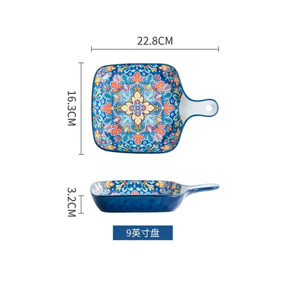 Baroque Ceramic Bowl Set - Creative Rice Soup Noodle Bowl with Handle