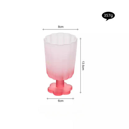220ml Glass Colorful Flower Shaped Vase Plant Flower Arrangement Ornament Wine Glass Tea Drinking Glass Bar Drinkware Glass Cup