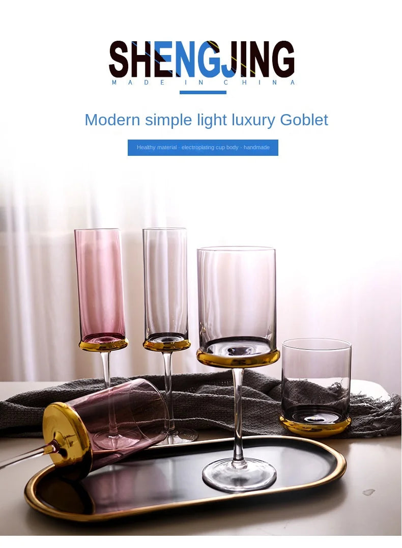 Nordic Gold Red Wine Glass Crystal Glass Champagne Glass Home Juice Glass Goblet Wine Glass Model Room Bar Barware